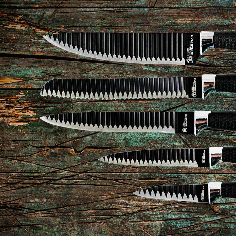 Jogo de Facas  6 Peças Aço Inox  Com Descascador Preto