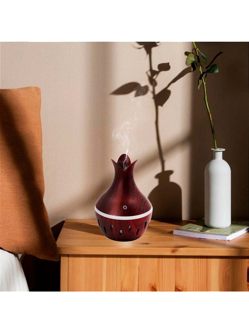 Purificador De Ar Umidificador De Ambiente Difusor USB Com Luzes Led Colorido Vaso Rajado