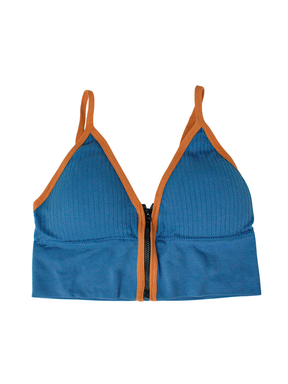 Sutiã Top Esportivo Com Ziper Frontal E Alça V Alto Impacto Cor:Azul