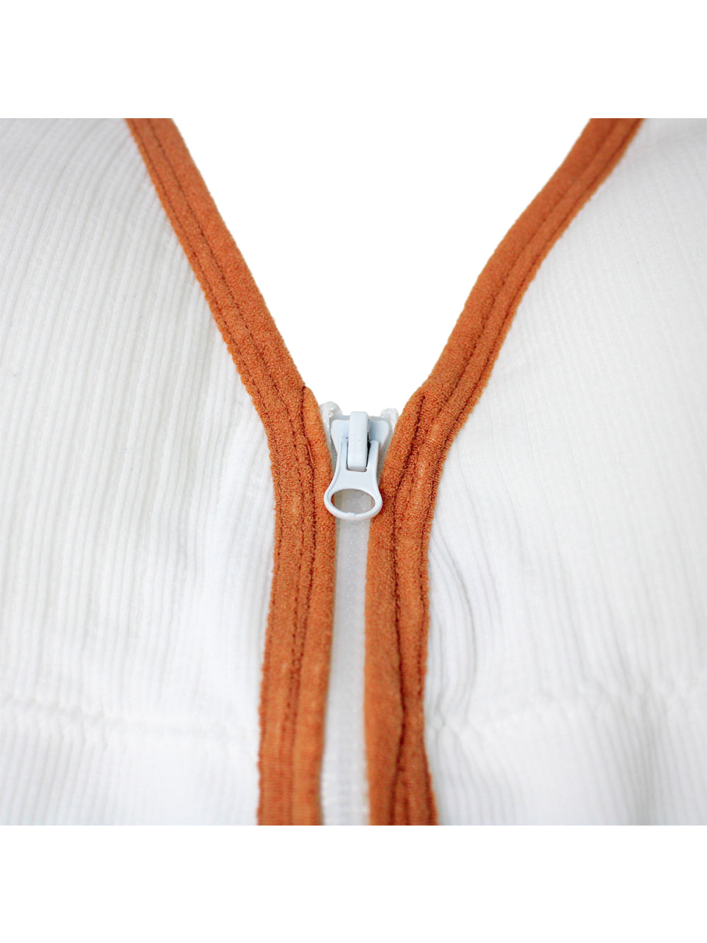 Sutiã Top Esportivo Com Ziper Frontal E Alça V Alto Impacto Cor:Branco
