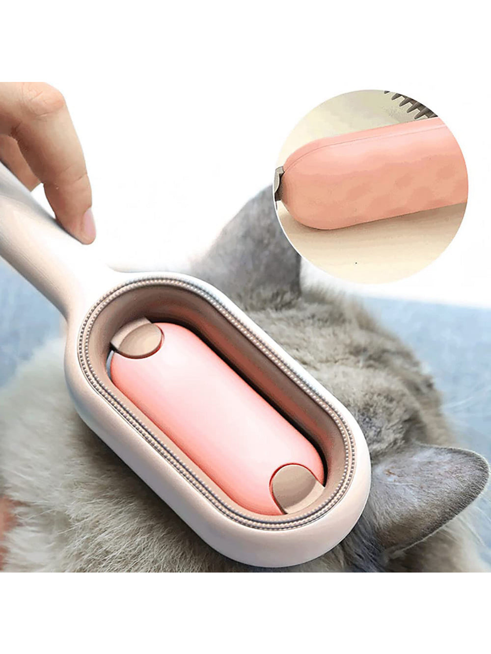 Escova Removedor Tira Pelos Pet Animais Sofa Tapete Cama Roupa Carro 3 em 1 Cor:Rosa