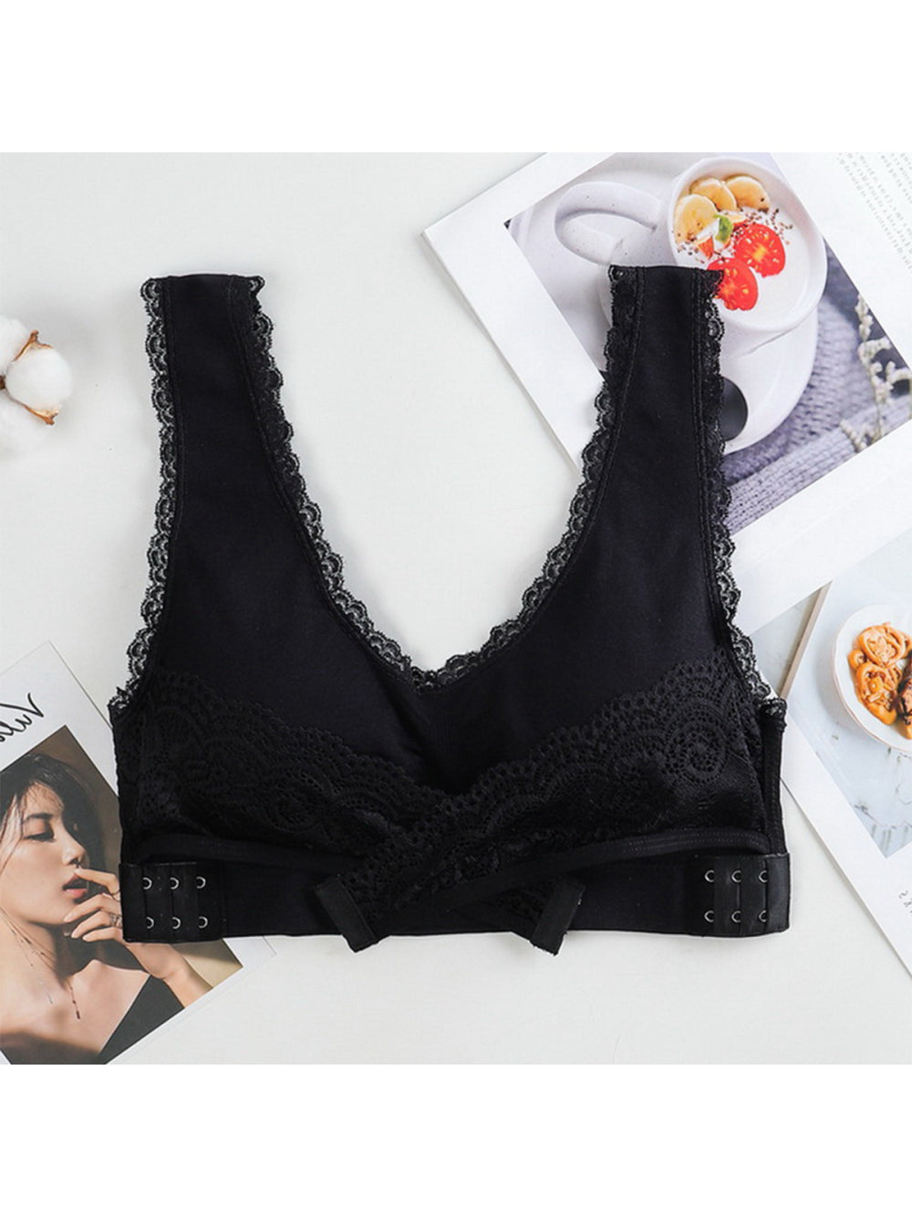 Sutiã Cinta Modeladora Alta Compressão Com Renda Preto Tamanho:M