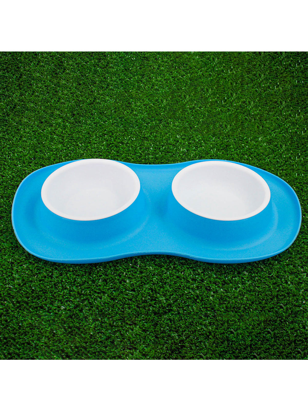 Comedor Pote Para Ração Agua Tigela Duplo Cachorro Gato Silicone Cor:Azul