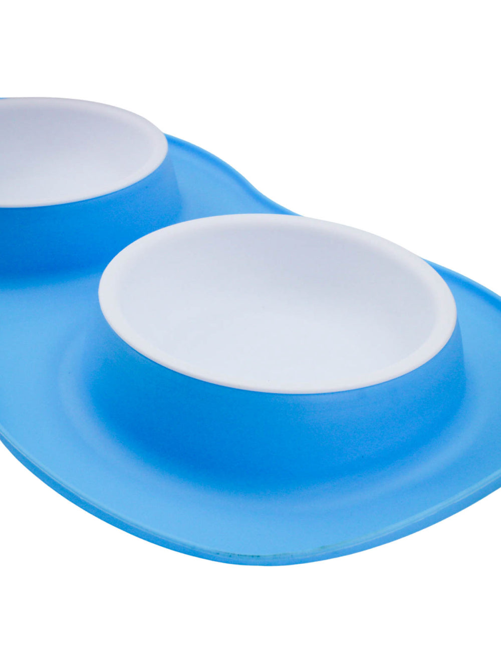 Comedor Pote Para Ração Agua Tigela Duplo Cachorro Gato Silicone Cor:Azul