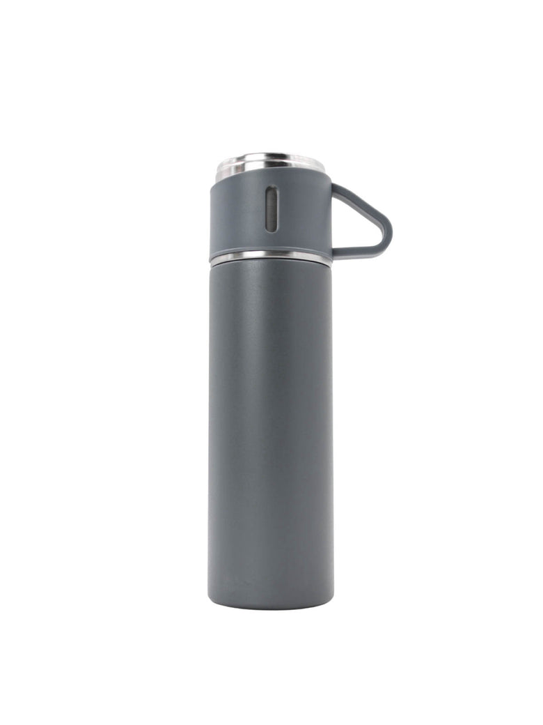 Garrafa Termica Com Copo Parede Dupla Inox Squeeze 500ml Cores:Cinza
