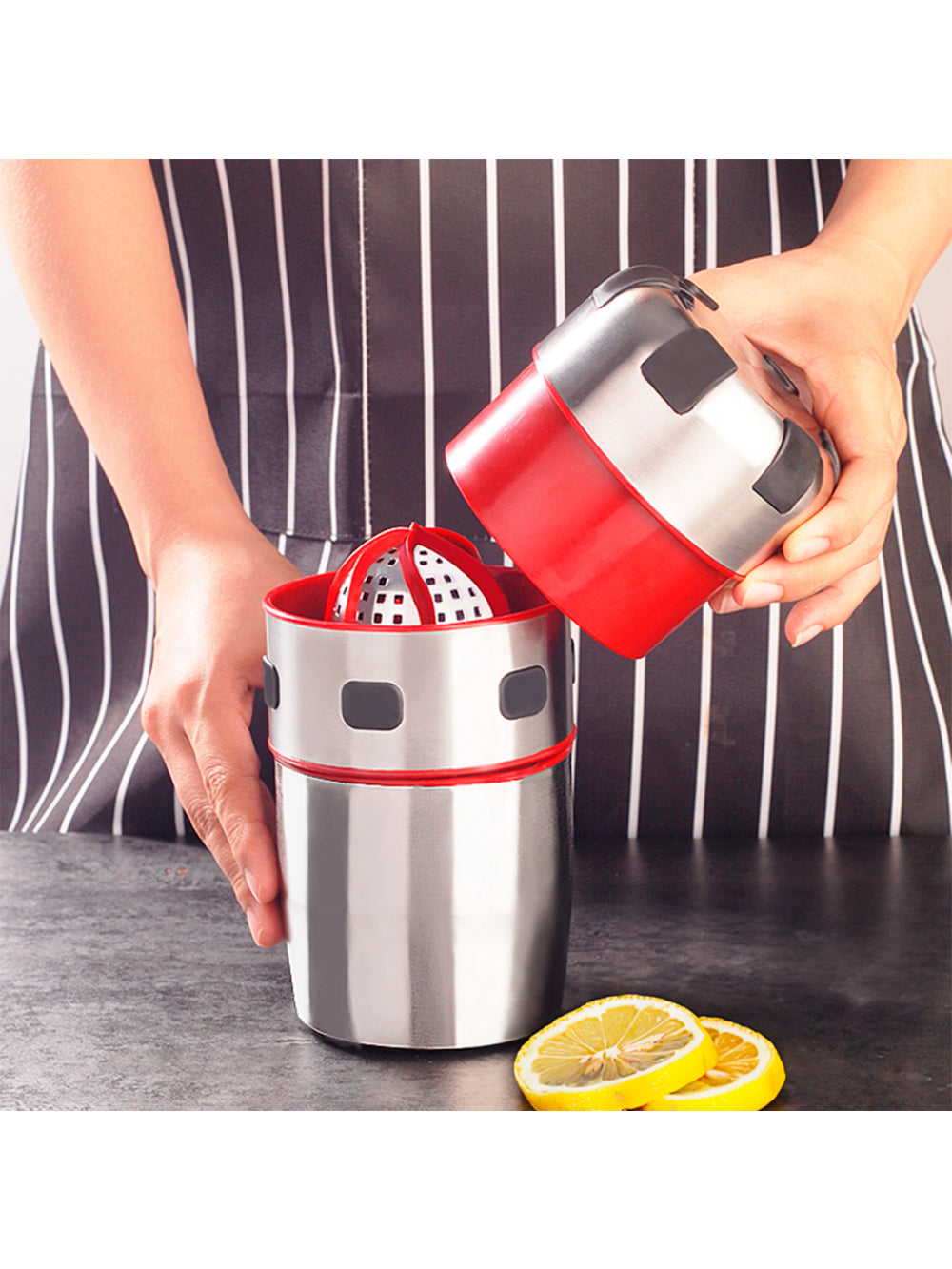 Espremedor Amassador Cortador de Frutas Verduras Aço Inox