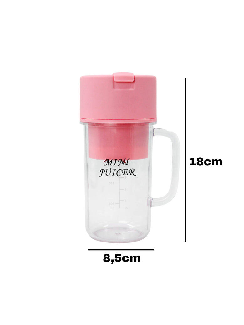 Mini Liquidificador Portatil Shake Suco Juice Cup Caneca Cabo USB Cor:Rosa