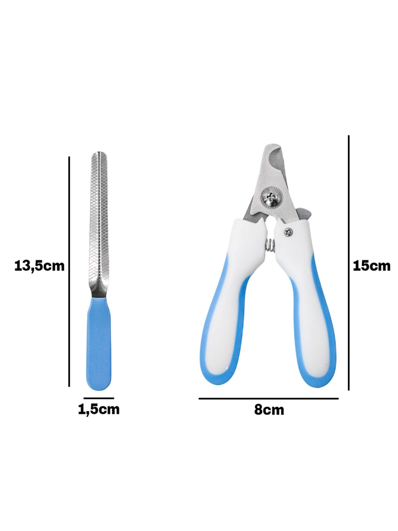 Alicate Pet Tesoura Corte De Unhas Cachorro Gato Com Lixa Cor:Azul