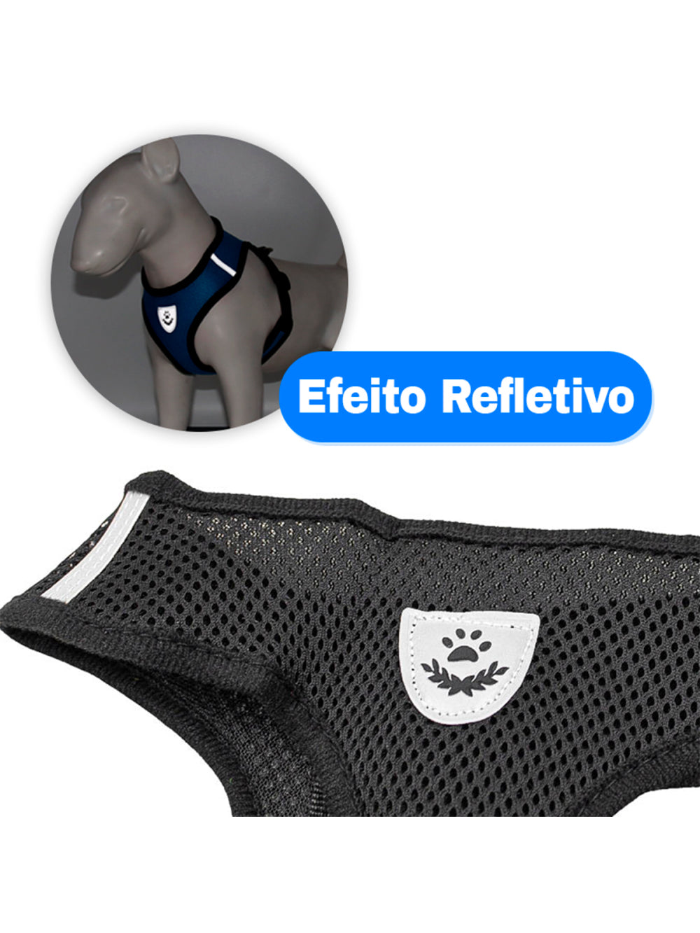 Coleira Peitoral Refletivo Com Guia Cachorro Cães Gato Pet Azul Tamanho:XL(GG)