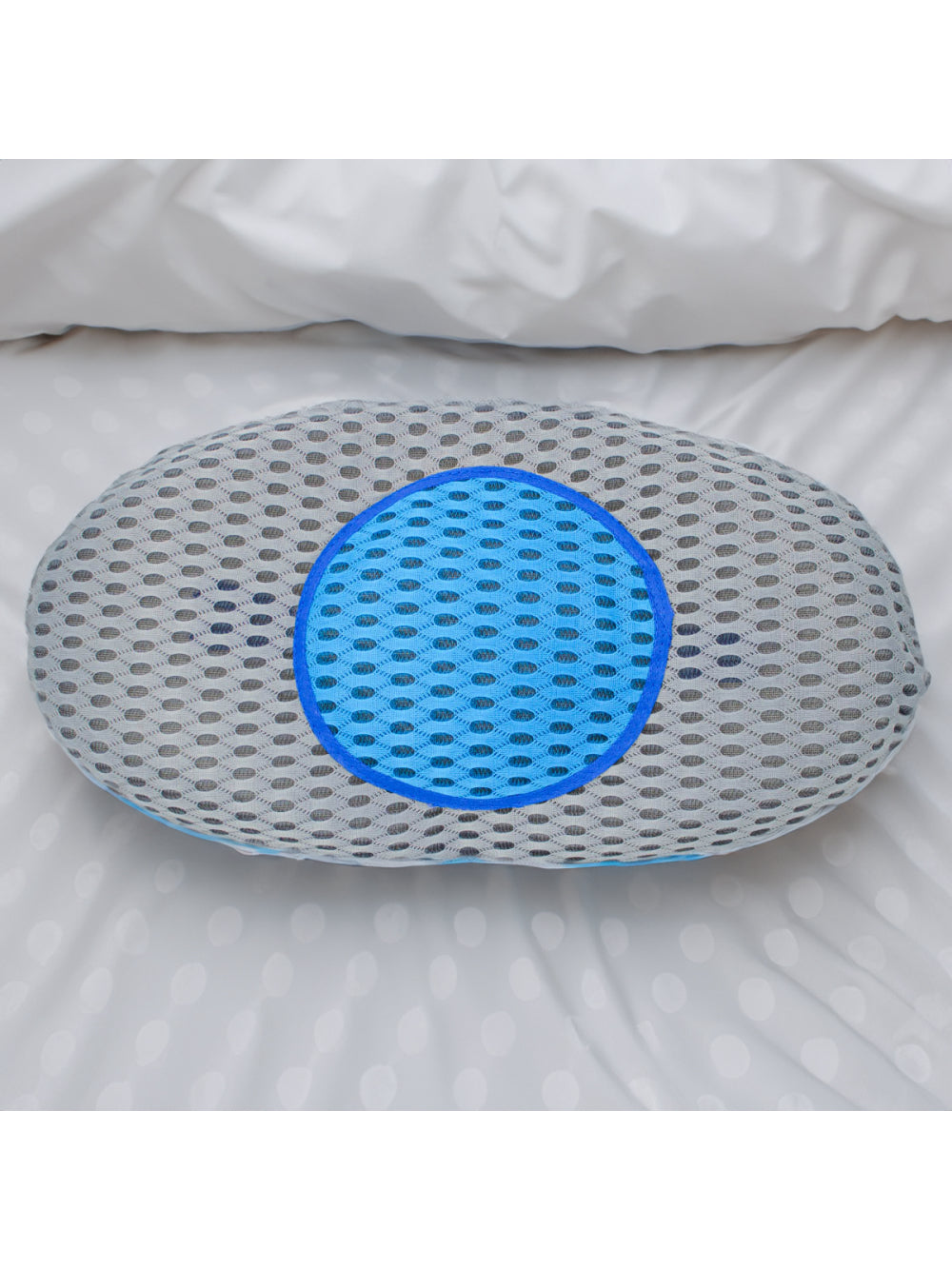 Travesseiro Apoio Lombar Curva Almofada Ortopedica Para Costas Cor:Azul