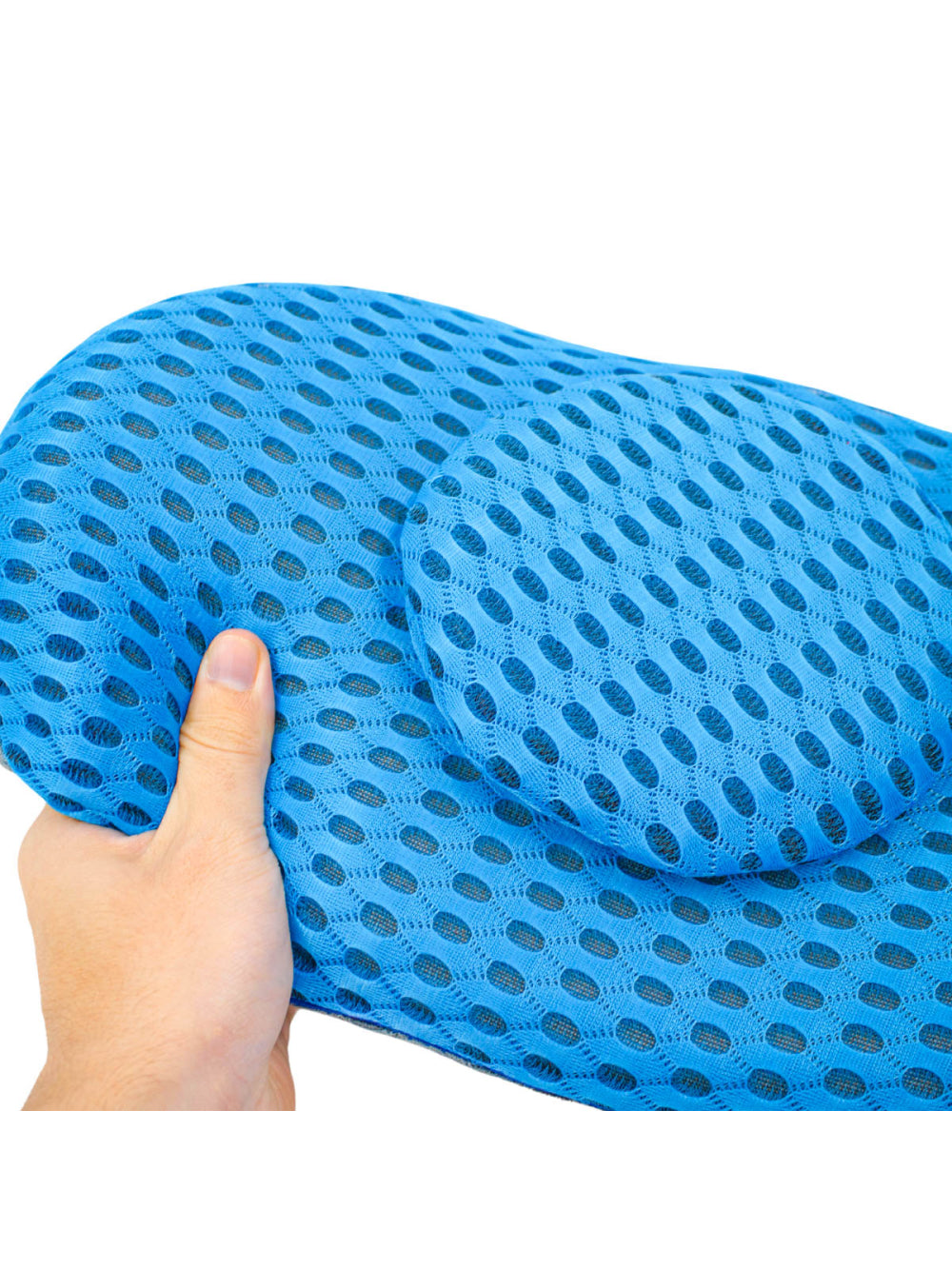 Travesseiro Apoio Lombar Curva Almofada Ortopedica Para Costas Cor:Azul