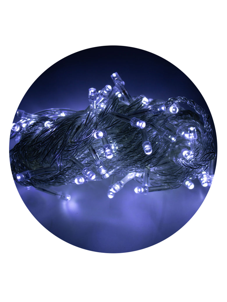 Led Pisca Cordão Com 10 Metros 100 Lampadas Formato Gota Fio Cor Crystal Tomada Luz Natal Ano Novo Cor:Branco