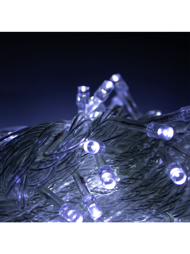 Led Pisca Cordão Com 10 Metros 100 Lampadas Formato Gota Fio Cor Crystal Tomada Luz Natal Ano Novo Cor:Branco