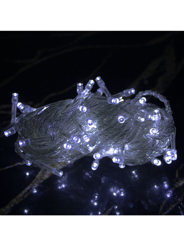 Led Pisca Cordão Com 10 Metros 100 Lampadas Formato Gota Fio Cor Crystal Tomada Luz Natal Ano Novo Cor:Branco
