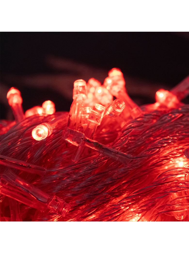 Led Pisca Cordão Com 10 Metros 100 Lampadas Formato Gota Fio Cor Crystal Tomada Luz Natal Ano Novo Cor:Vermelho