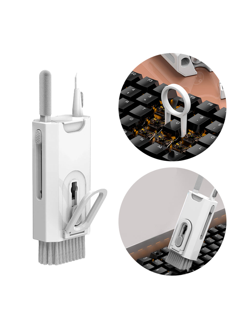 Kit Ferramentas De Limpeza Eletrônicos 8 Em 1 Teclado Headset Fones Notebooks Celulares COR:BRANCO