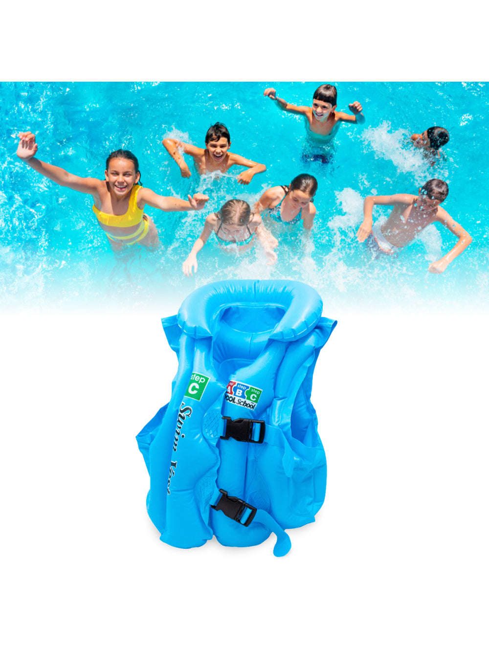 Boia Infantil Colete Salva Vidas Praia Piscina Inflável Criança Cor:Azul