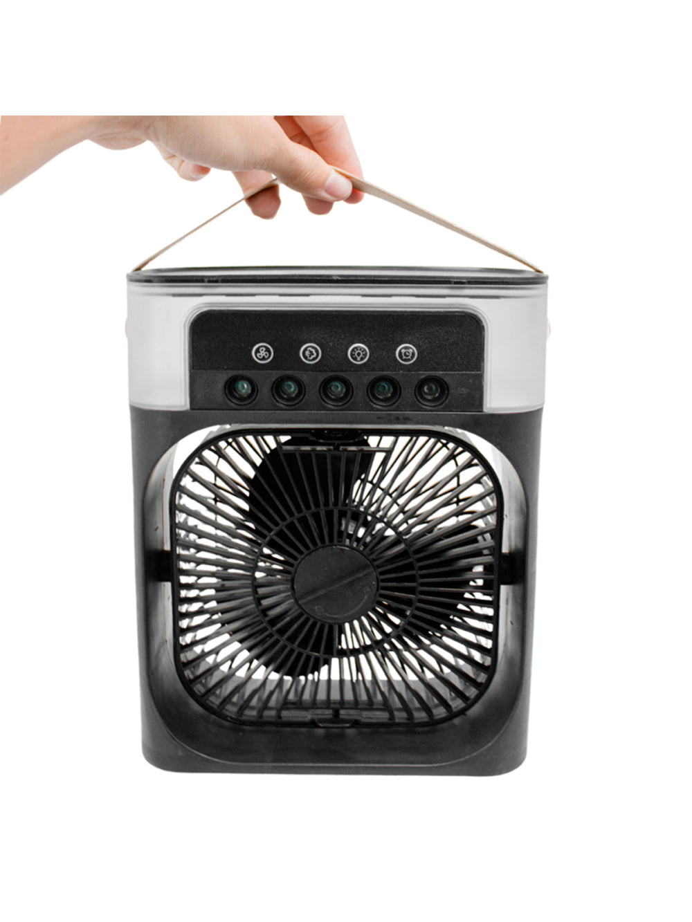 Ventilador Portátil Iluminação Umidificador Climatizador USB De Mesa Cor:Preto