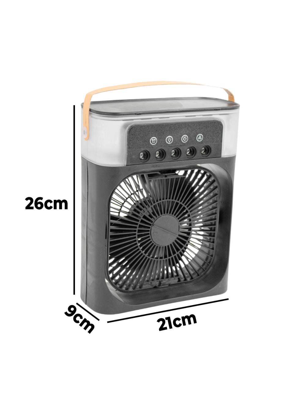 Ventilador Portátil Iluminação Umidificador Climatizador USB De Mesa Cor:Preto