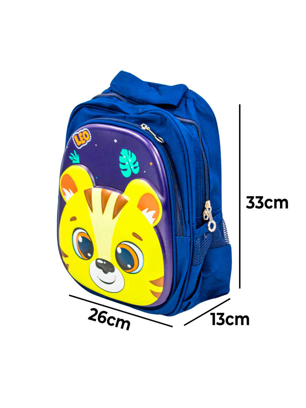 Mochila Escolar Infantil Bichinhos Bolsa De Costas Creche Alto Relevo Modelo:Tigre Azul Marinho