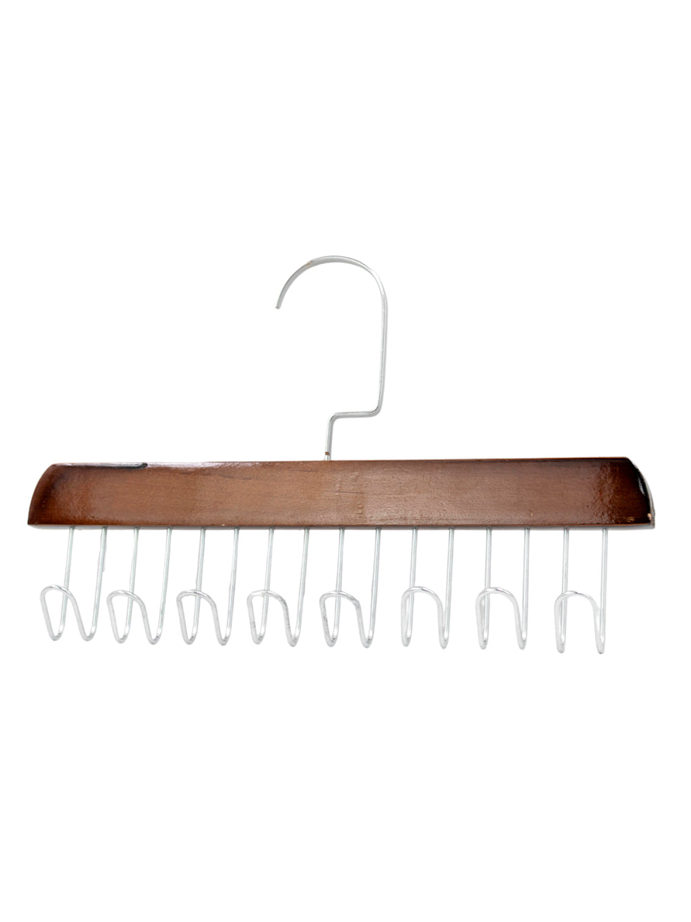 Cabide Madeira Rotativo Ganchos Organizador Armário Closet Cor:Marrom
