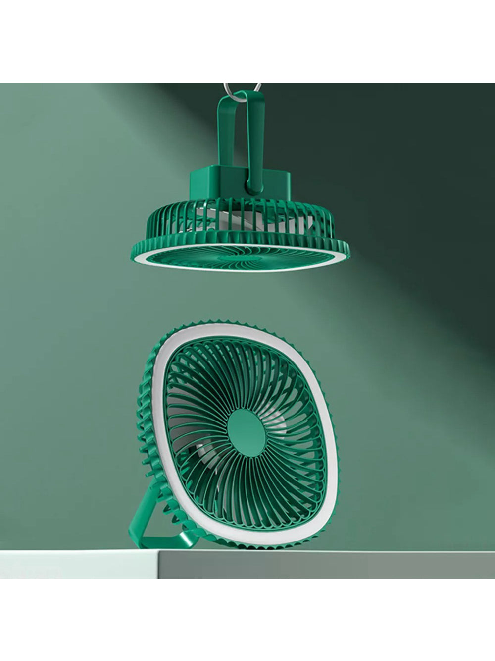 Mini Ventilador De Mesa Luz Ring Light Usb Portátil Potente Silencioso Cor:Verde