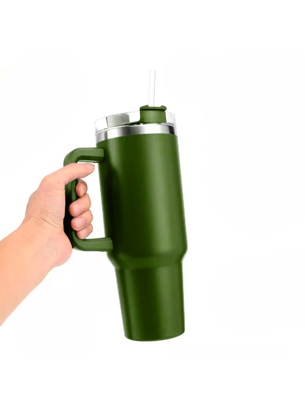 Copo Térmico Aço Inox 1200ml Caneca C/ Alça Canudo Água Gelada Quente Cor:Verde