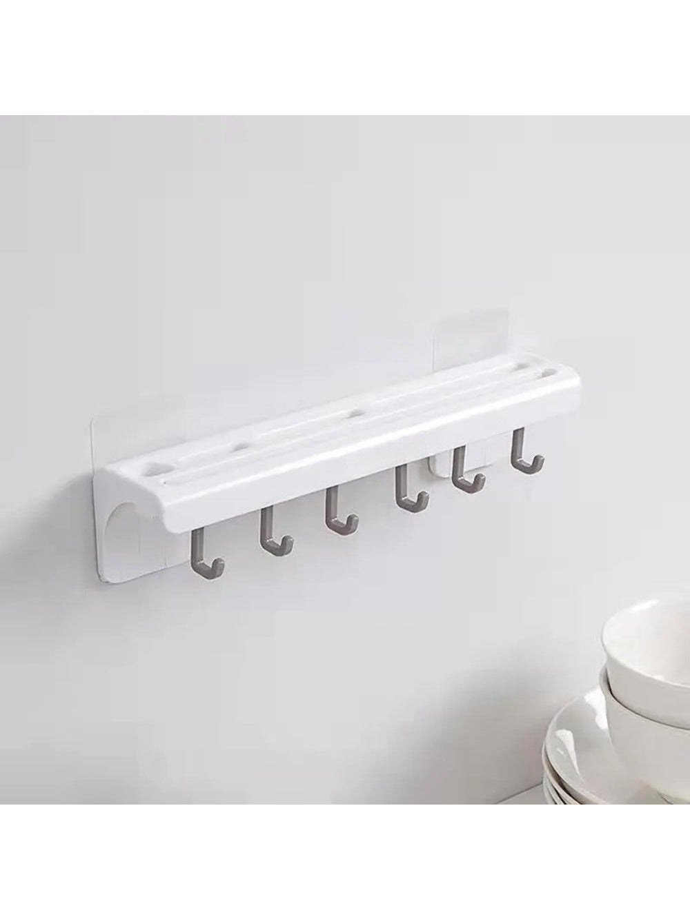 Suporte De Cozinha Porta Talheres Facas Faqueiro 6 Ganchos Cor:Cinza