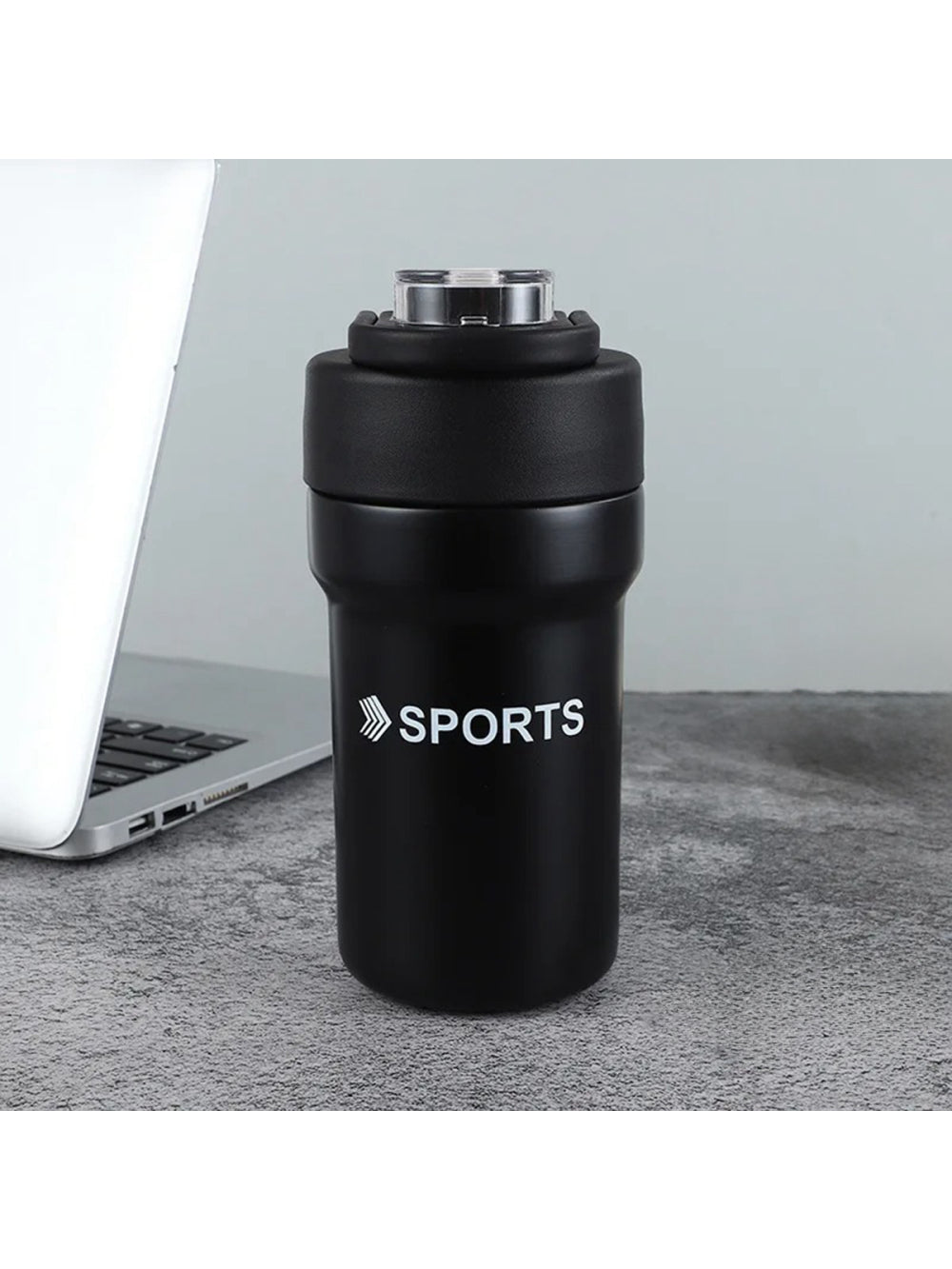 Garrafa Térmica Copo Inox 500ml Canudo Alça Esporte Academia Cor:Bege