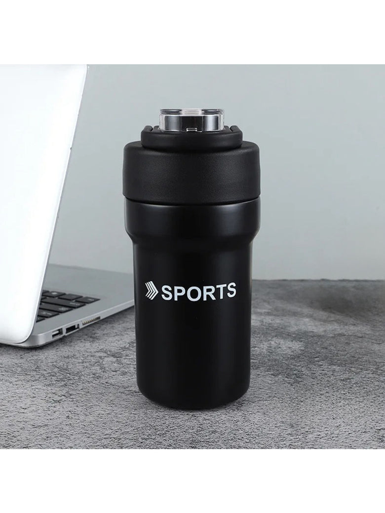 Garrafa Térmica Copo Inox 500ml Canudo Alça Esporte Academia Cor:Bege