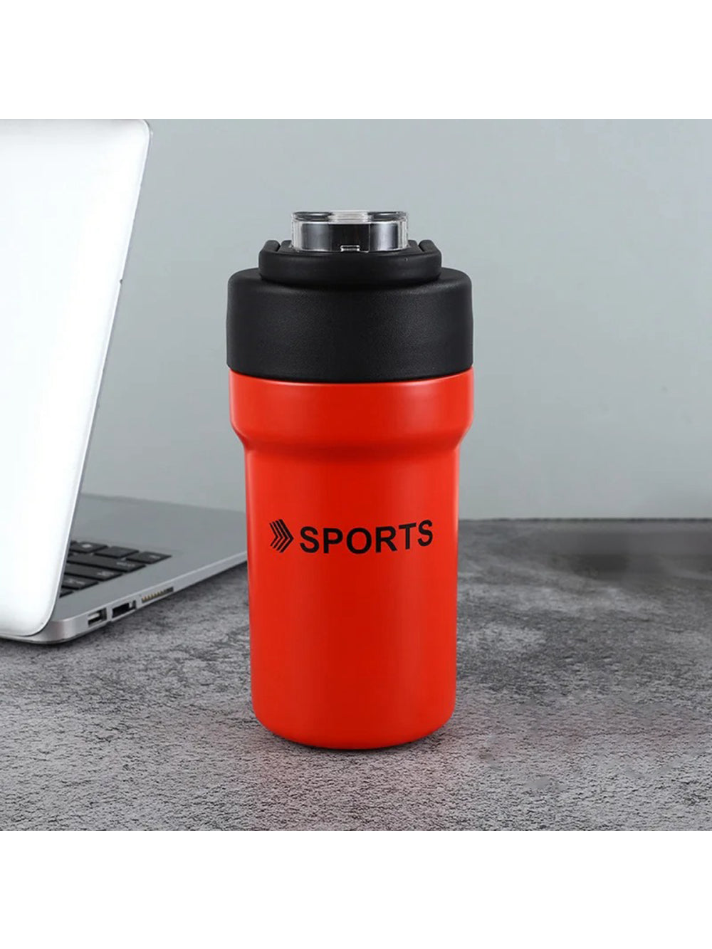 Garrafa Térmica Copo Inox 500ml Canudo Alça Esporte Academia Cor:Preto