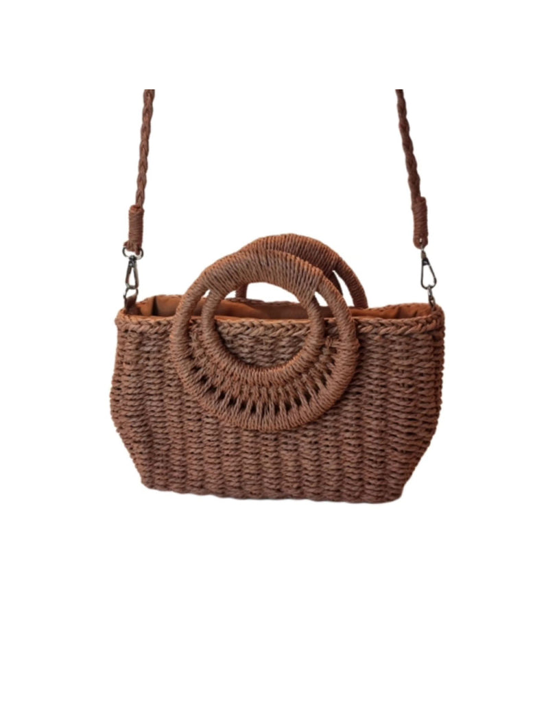 Bolsa Artesanal Praia Forrada Meia Lua Retangular Verão Cor:Branco