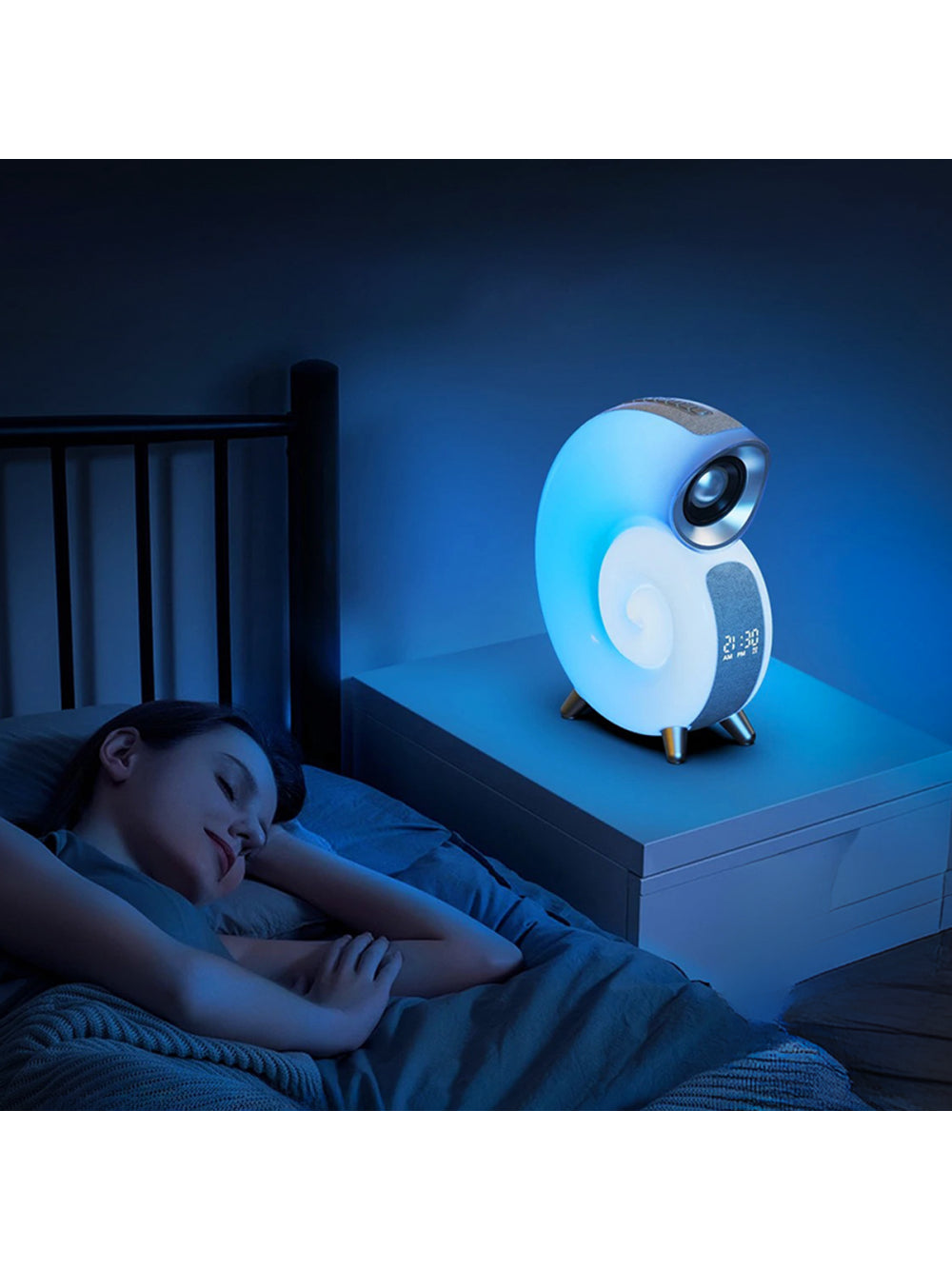 Caixa De Som Bluetooth Relógio Luminária Led Caracol