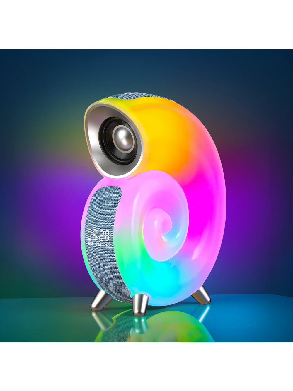 Caixa De Som Bluetooth Relógio Luminária Led Caracol
