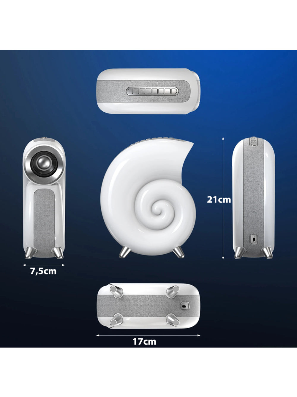 Caixa De Som Bluetooth Relógio Luminária Led Caracol