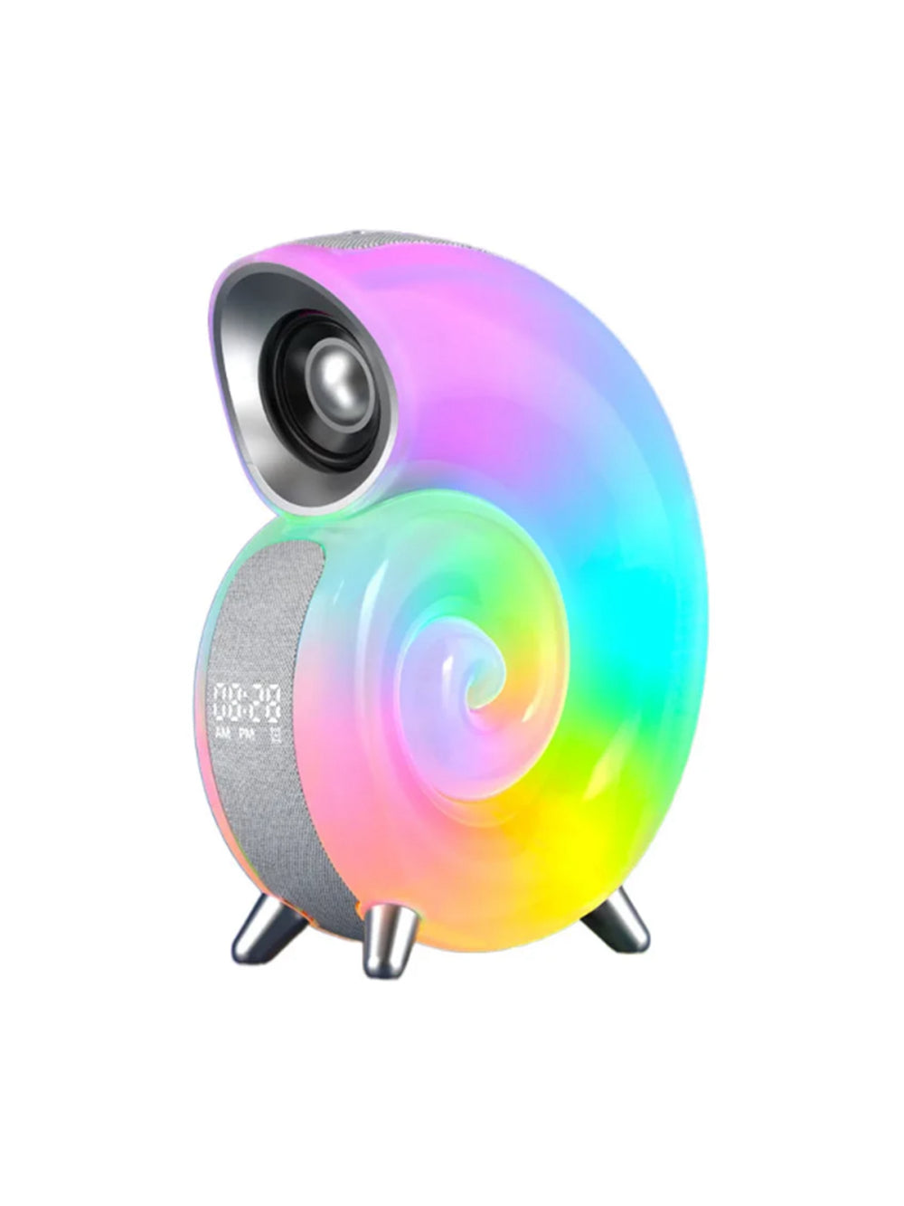 Caixa De Som Bluetooth Relógio Luminária Led Caracol