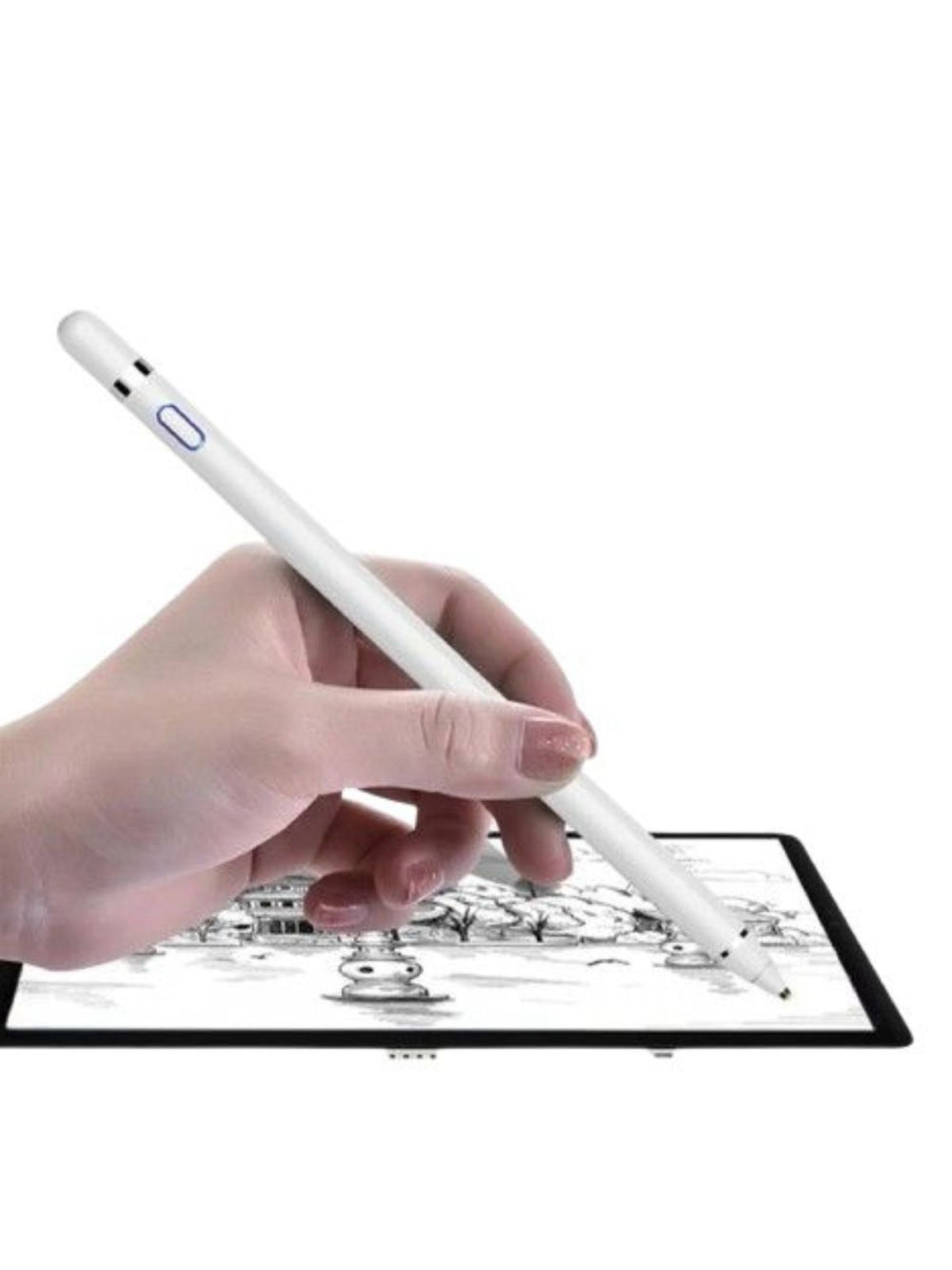 Caneta Touch Ponta Fina Stylus Alta Precisão Universal Tablet Cor:Branco