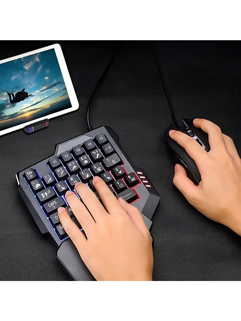 Teclado Gamer Rgb Uma Mão Semi Mecânico Jogos USB