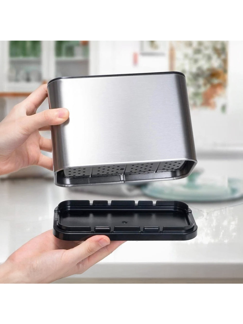 Porta Talher Escorredor Inox 4 Divisórias Pia Cozinha
