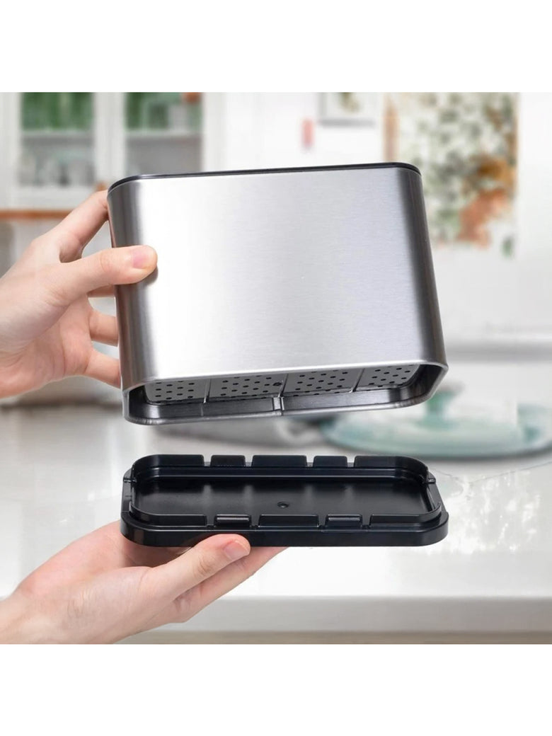Porta Talher Escorredor Inox 4 Divisórias Pia Cozinha