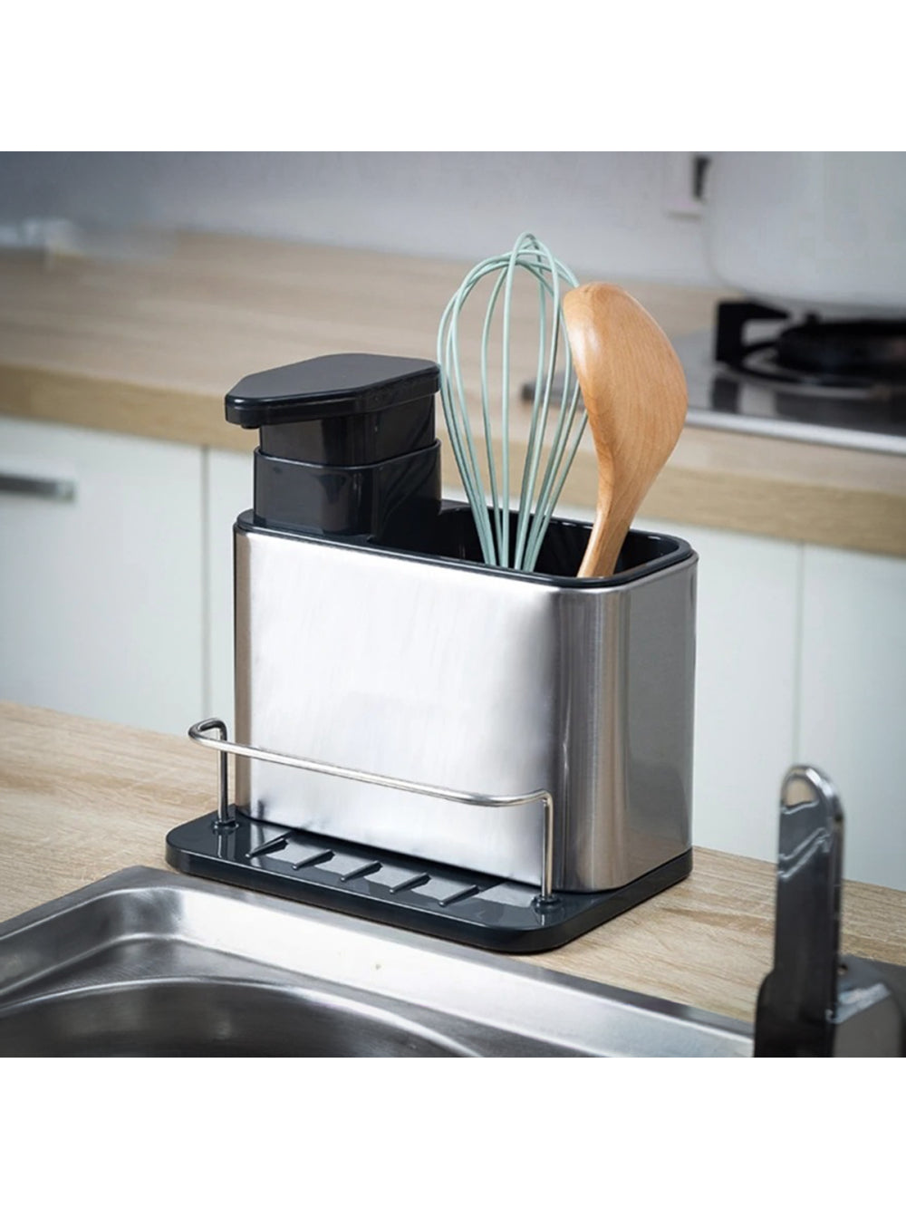 Porta Detergente Organizador Pia Cozinha Dispenser Sabão Inox