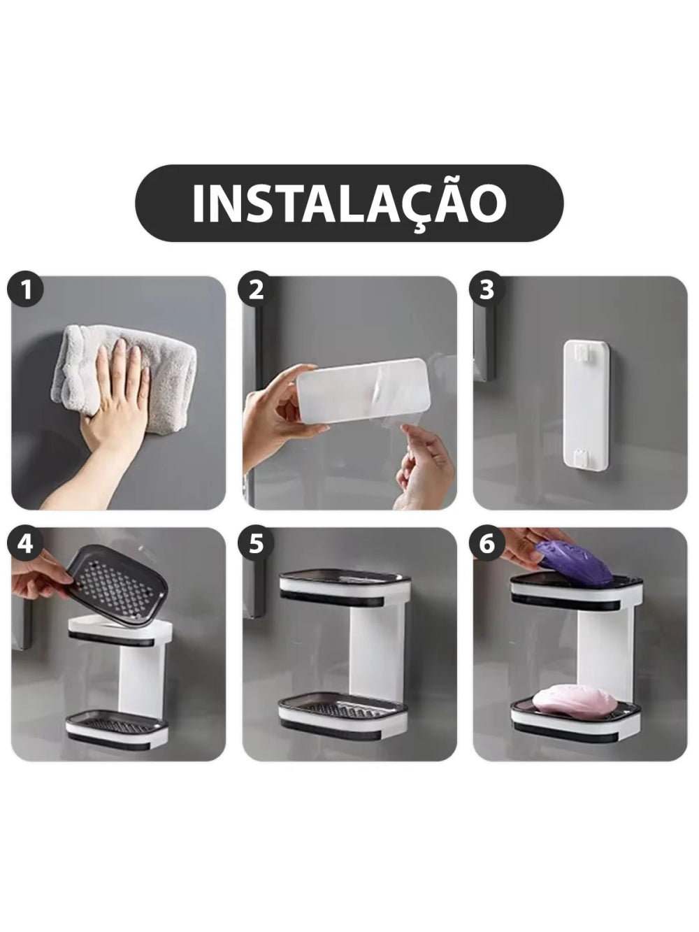 Porta Sabonete Saboneteira Parede Dupla Adesivo Banheiro