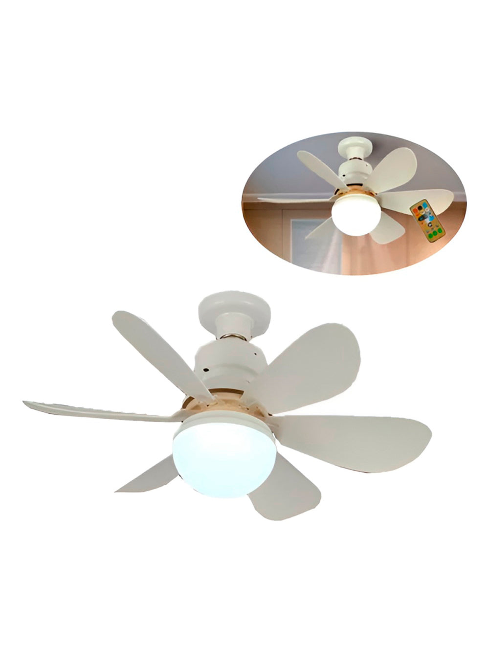 Ventilador De Teto Luz Led Silencioso 40W E27 6 Pás