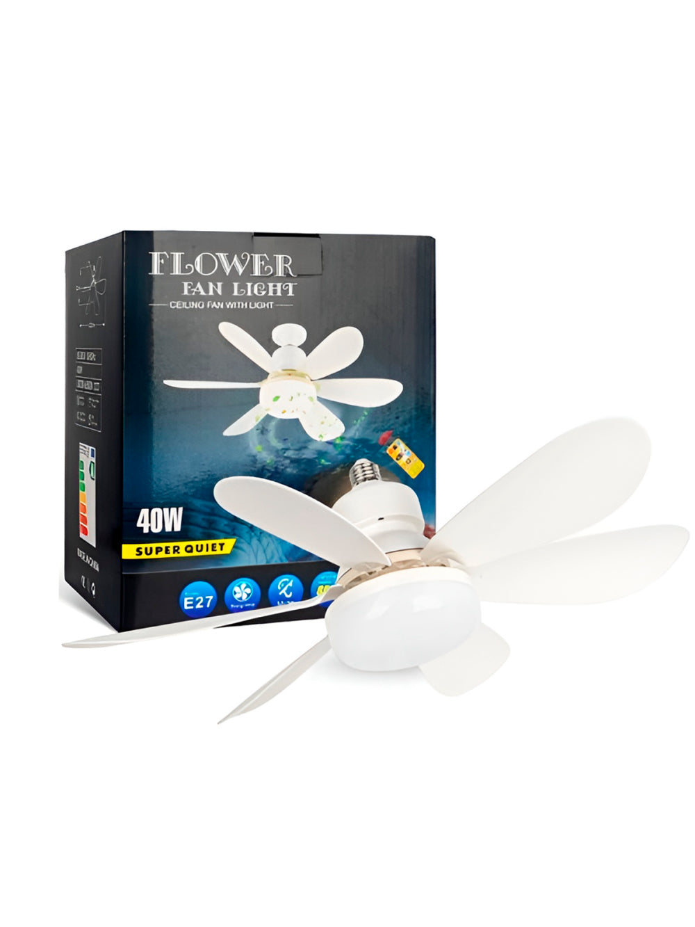 Ventilador De Teto Luz Led Silencioso 40W E27 6 Pás