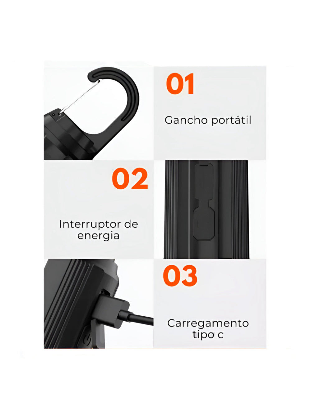 Luminária LED Para Acampamento Recarregável Portátil