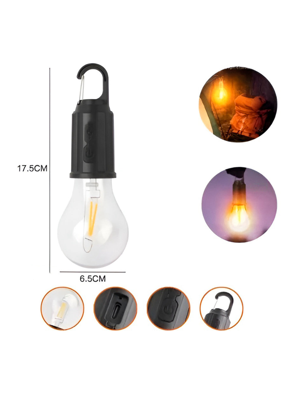 Luminária LED Para Acampamento Recarregável Portátil