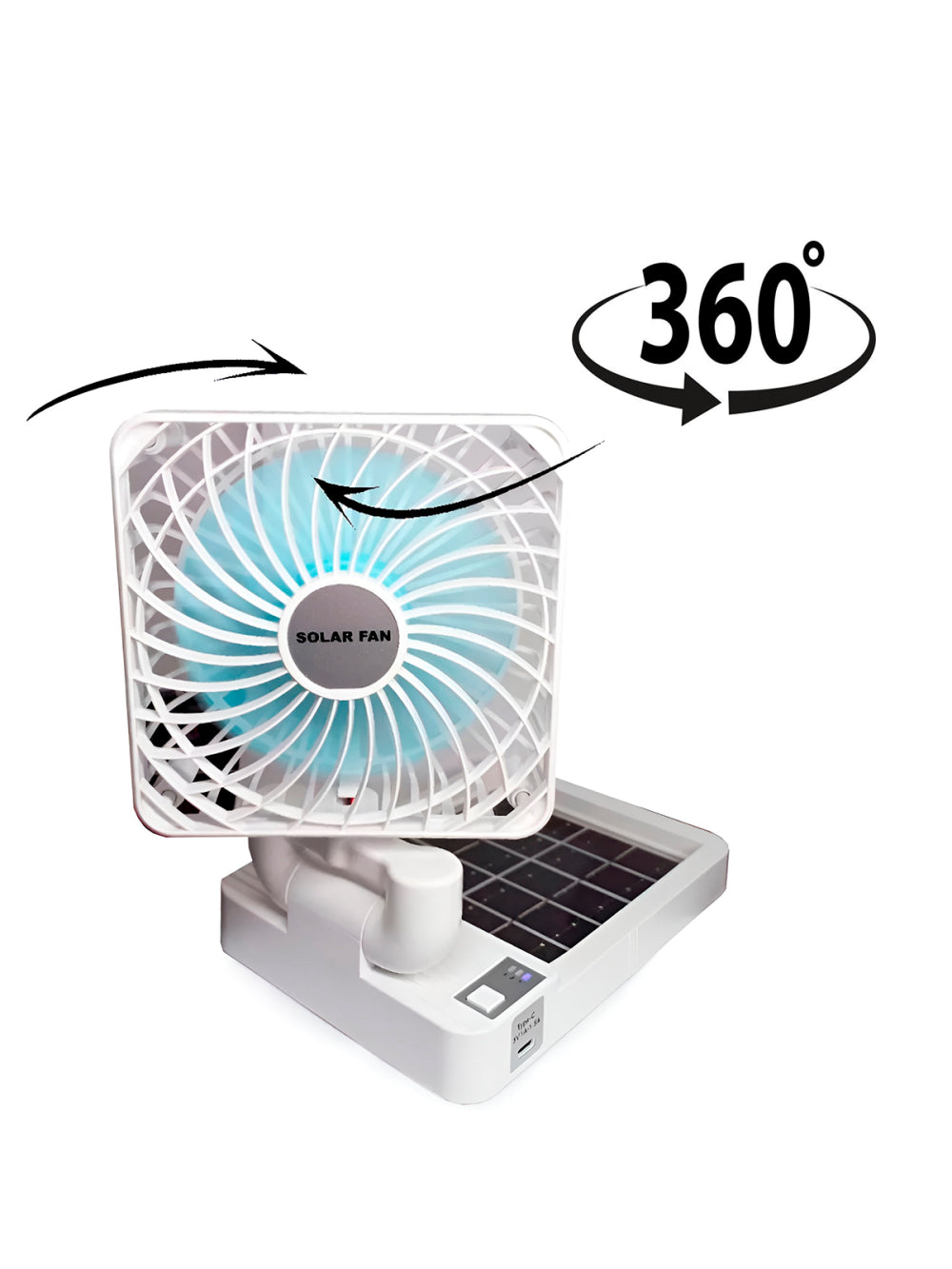 Ventilador Dobrável Portátil Carregamento Solar E Cabo USB