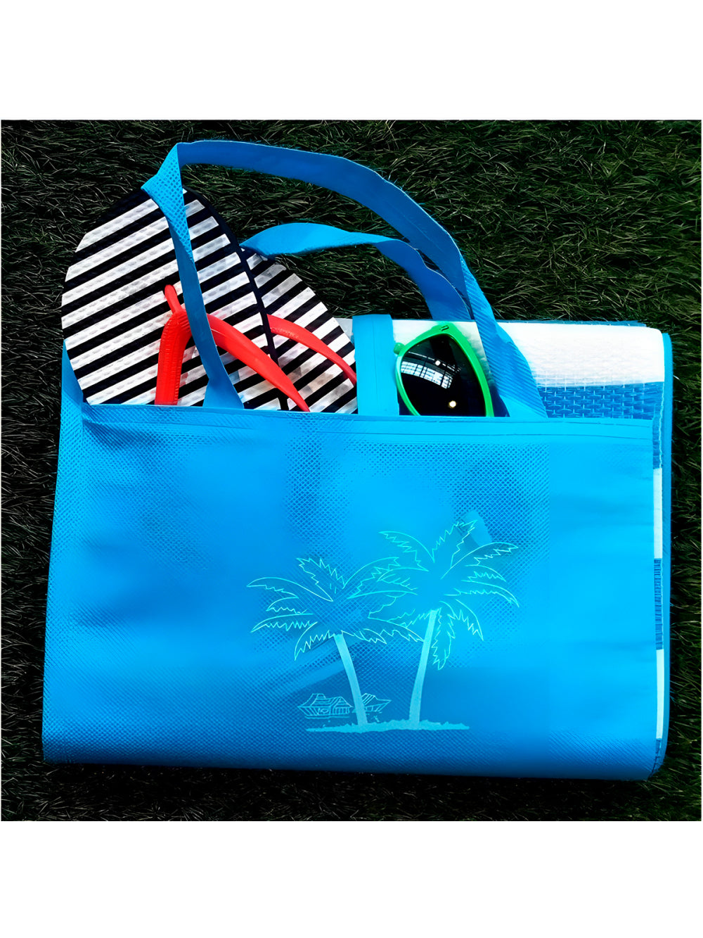 Esteira Bolsa Com Alça de Praia Piscina Impermeável Cor:Azul