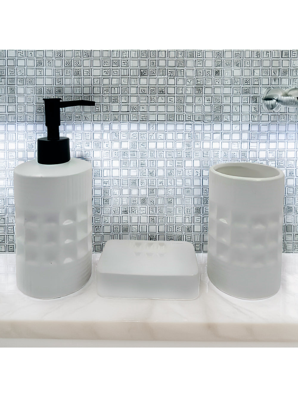 Conjunto Para Banheiro 3 Peças Bancada Pia Organização Modelo:Malta;Cor:Preto