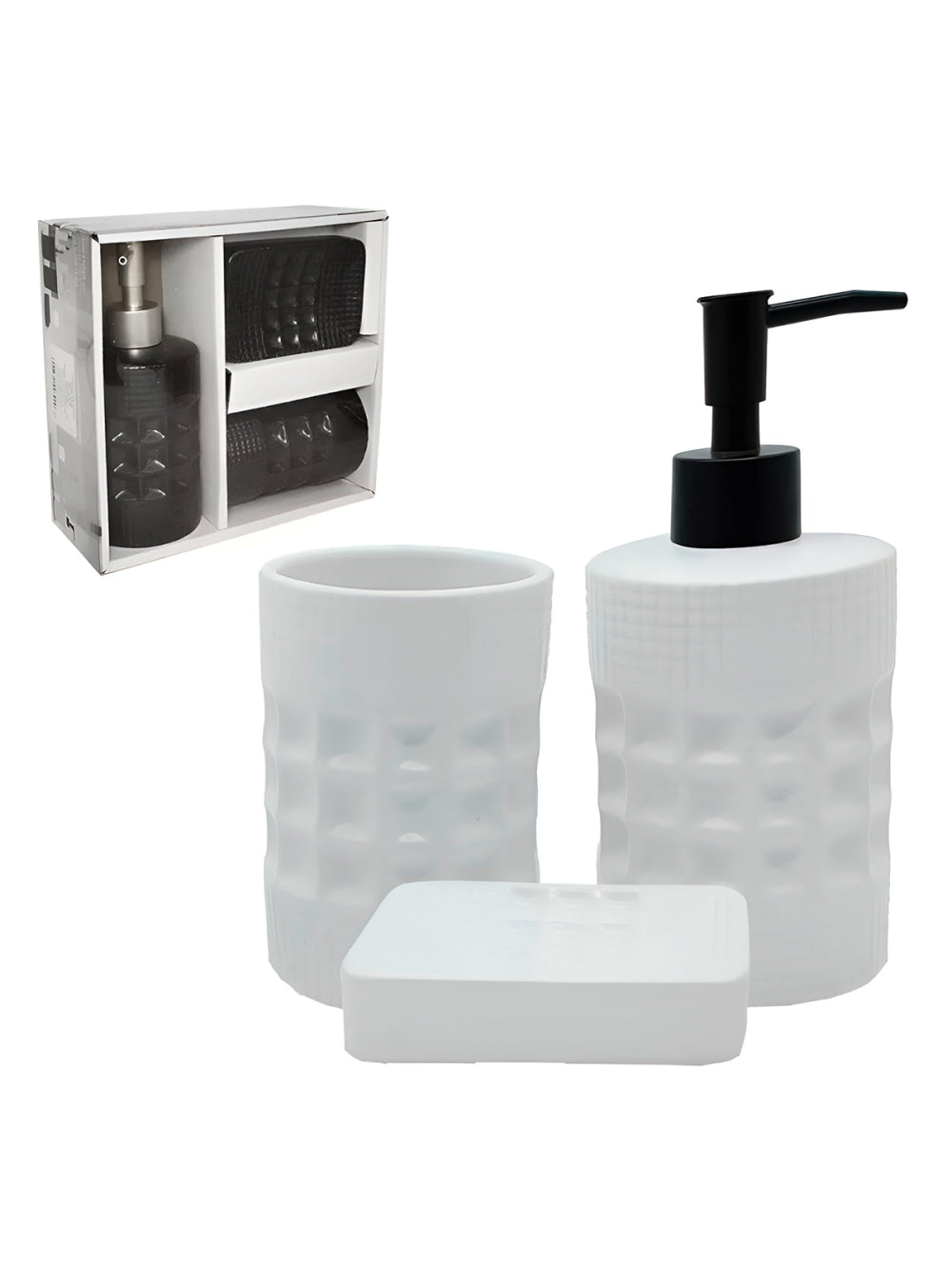 Conjunto Para Banheiro 3 Peças Bancada Pia Organização Modelo:Pequim;Cor:Preto